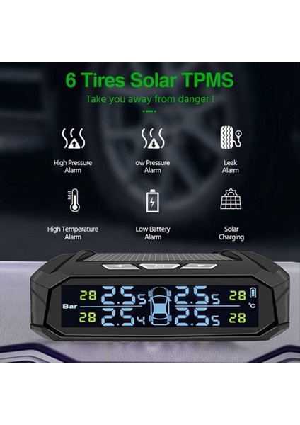 Araba Tpms Lastik Basınç Izleme Sistemi Güneş Enerjisi Dijital Ekran 4 Dahili Sensörlü Otomatik Güvenlik Alarm Sistemleri (Yurt Dışından) fiyatları