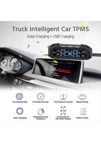 Araba Tpms Lastik Basınç Izleme Sistemi Güneş Enerjisi Dijital Ekran 4 Dahili Sensörlü Otomatik Güvenlik Alarm Sistemleri (Yurt Dışından) modelleri
