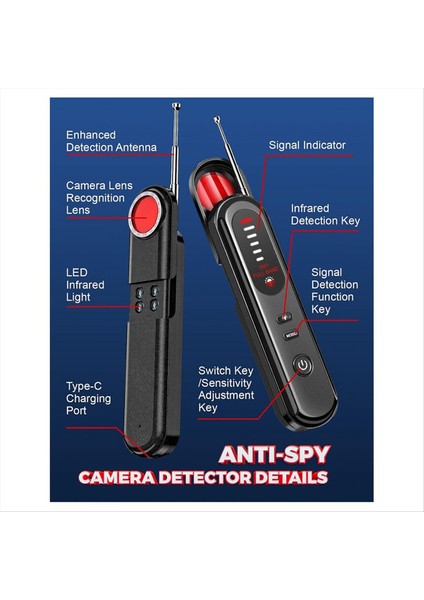 Dedektörleri 4 Modlu Portatif Kablosuz Böcek Anti-Casus Dedektörleri 6 Seviyeli Seviyelerde Hassasiyet Otel Araba Seyahati (Yurt Dışından) fırsatları