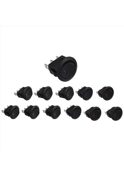 12PCS Yuvarlak Dot Lighted Rocker Anahtarı Geçiş 20A 12V Dc Açık/kapalı Spst Anahtar Kontrolü 3blue+3 Green+3yow (Yurt Dışından) modelleri