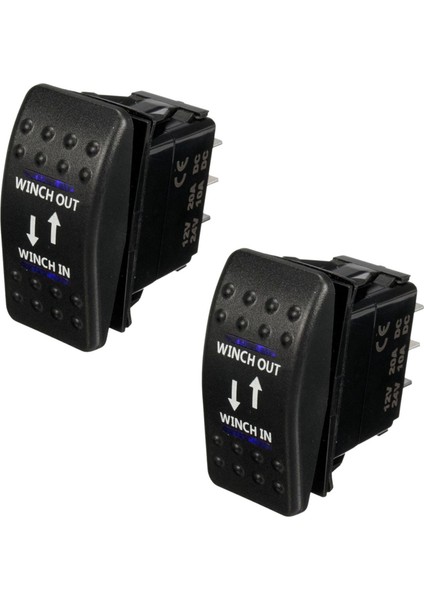 2x 12V 20A Vinç Içinde Vinç Çıkış Kapalı Rocker Anahtarı 7 Pin LED Mavi (Yurt Dışından)
