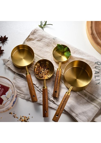 4 Parça Ölçü Kaşığı Seti Ahşap Saplı Paslanmaz Çelik Ölçü Kapları Kaşıklar Pişirme Aletleri Kahve Barmenlik Terazisi Mutfak Aksesuarları (Yurt Dışından) fiyatları