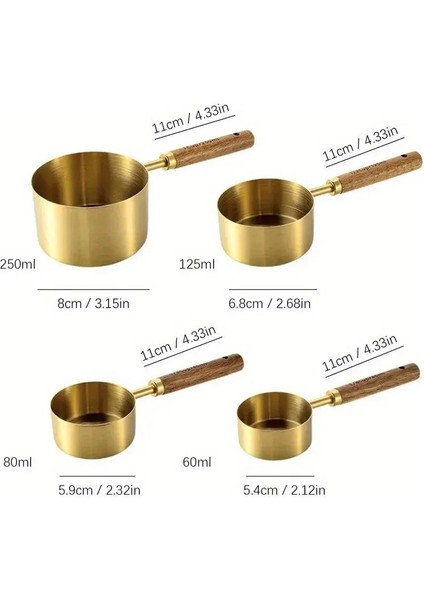 4 Parça Ölçü Kaşığı Seti Ahşap Saplı Paslanmaz Çelik Ölçü Kapları Kaşıklar Pişirme Aletleri Kahve Barmenlik Terazisi Mutfak Aksesuarları (Yurt Dışından) modelleri