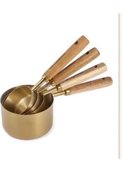 4 Parça Ölçü Kaşığı Seti Ahşap Saplı Paslanmaz Çelik Ölçü Kapları Kaşıklar Pişirme Aletleri Kahve Barmenlik Terazisi Mutfak Aksesuarları (Yurt Dışından) indirimleri