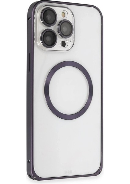 Joko iPhone 14 Pro Kılıf Metal Bumper Magneticsafe Kapak - Derin Mor