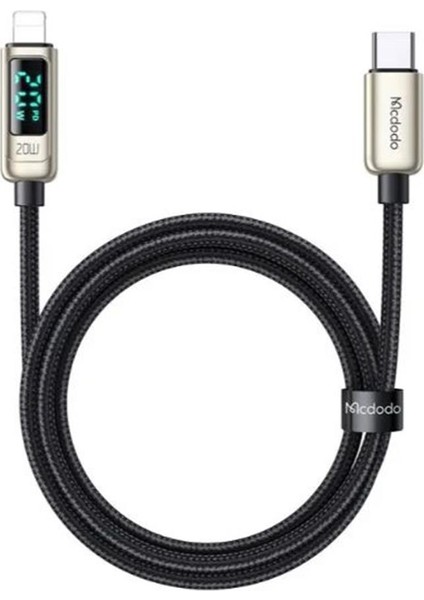 CA-8811 20W DİJİTAL GÖSTERGELİ TYPE-C TO LİGHTNİNG PD DATA-ŞARJ KABLOSU-GÜMÜŞ