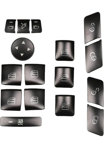 80PCS Araba Kapısı Koltuğu Bellek Kilidi Penceresi Cam Kaldırma Düğmesi Kapak Kapağı Çıkartma Benz Cla/gla/glk/gle/cls/gl/ml/a/b/e (Yurt Dışından) modelleri