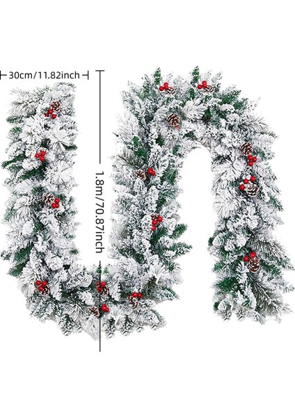 180CM Noel Alışveriş Merkezi Pencere Tatil Dekorasyonları Beyaz Düşen Kar Akın Rattan Noel Çam Iğne Rattan (Yurt Dışından)