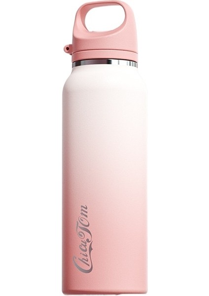 Basit Tarz Açık Hava Sporları Su Bardağı Tek Tuşla Hızlı Açılış Kolu Bardağı Paslanmaz Çelik Seramik Astar Araba Soğuk Termos Bardağı 600ML (Yurt Dışından)