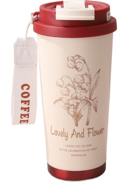 Valley Zambası Kahve Fincanı Seramik Astar 316 Paslanmaz Çelik Termos Fincan Araba Eşlik Eden Su Fincanı Iş Hediyesi Fincan Ağzı 8cm (Yurt Dışından)