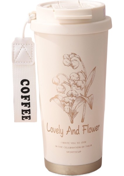 Valley Zambası Kahve Fincanı Seramik Astar 316 Paslanmaz Çelik Termos Fincan Araba Eşlik Eden Su Fincanı Iş Hediyesi Fincan Ağzı 8cm (Yurt Dışından)