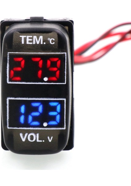 Araç Dijital Voltmetre Sıcaklık Göstergesi 2 Içinde 1 Voltaj Temp LED Ekran Ölçer Mitsubishi (Yurt Dışından)