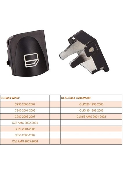 4x Pencere Anahtarı Düğmesi Mercedes Benz W203 W208 C Clk Sınıf Ön Sol+Sağ Pencere Anahtarı Onarım Düğmesi Kapakları (Yurt Dışından)
