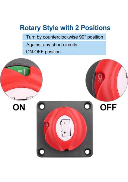 2x Pil Bağlantı Anahtarı Anahtar Kesme Kesme Anahtarı 12V 24V 48V (Yurt Dışından) fiyatları