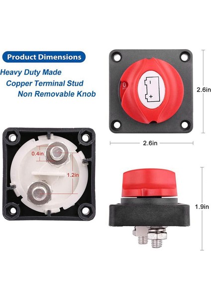 2x Pil Bağlantı Anahtarı Anahtar Kesme Kesme Anahtarı 12V 24V 48V (Yurt Dışından) modelleri