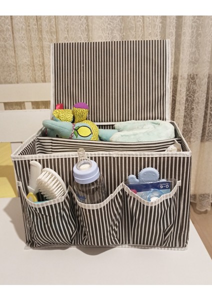 5 Bölmeli Bebek Beşik Başucu Kapaklı Düzenleyici + Makyaj Organizeri Şeffaf - 3 Gözlü - 2li Set K4L2 modelleri