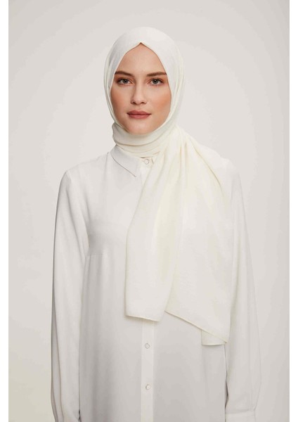 Trend Beyaz Tek Renk Cazz Şal 4073