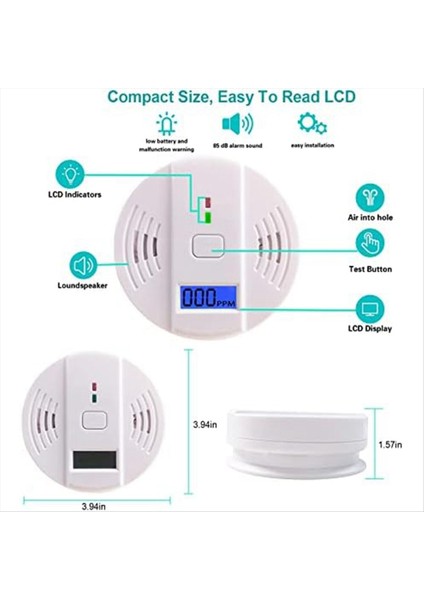 Karbon Monoksit Dedektörü Ev Için Karbon Monoksit Alarmı Depo Karbon Monoksit Alarm Dedektörü 1pcs (Yurt Dışından) modelleri