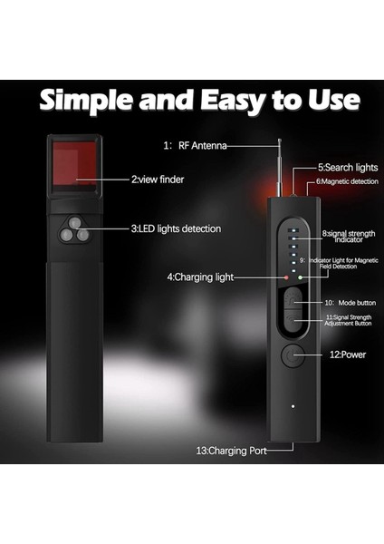 Dedektörleri Kamera Dedektörü Hata ve Dedektörü Ev Ofis Için Rf Kablosuz Sinyal Tarayıcısı (Yurt Dışından) modelleri