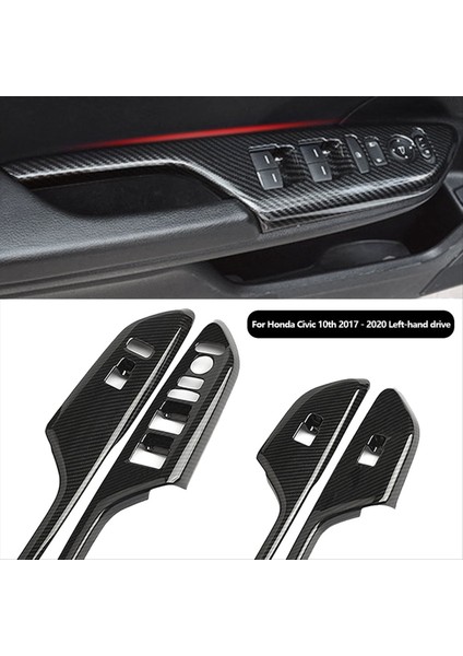Karbon Fiber Iç Kapı Koltuğu Cam Düğmesi Honda Civic Için Dekoratif Çıkartmalar 10 2017 18 2019 2020 (Yurt Dışından) indirimleri