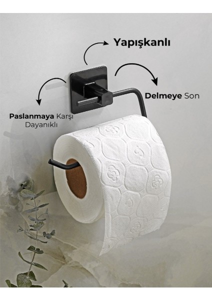 Metal Siyah Tuvalet Kağıtlığı