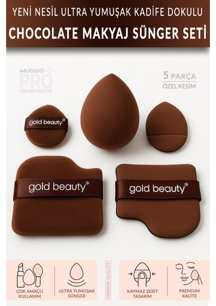 Chocolate Makyaj Sünger Seti 5 Parça Yeni Nesil Ultra Yumuşak
