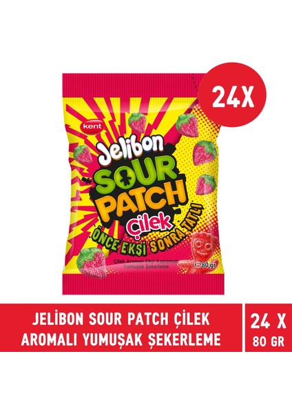 Jelibon Sour Patch Çilek Aromalı Yumuşak Şekerleme 80 gr - 24 Adet