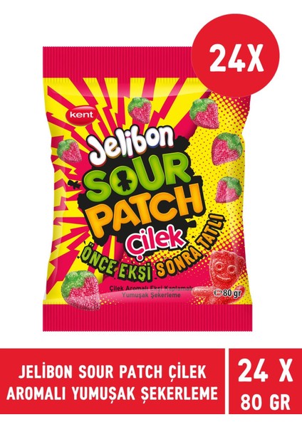Jelibon Sour Patch Çilek Aromalı Yumuşak Şekerleme 80 gr - 24 Adet fiyatları