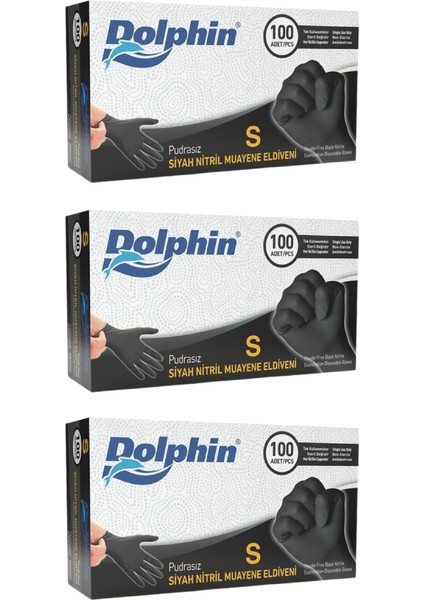 Çok Amaçlı Siyah Nitril Eldiven (S) 100lü Paket 3 Adet (Gıdaya Uygun)
