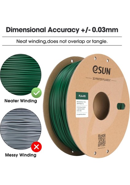 Pla-Hs Çam Yeşili Filament 1.75MM 1kg - Yüksek Hız Uyumlu Pla+ modelleri