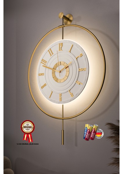 12-24h - Xxl 60x80cm-Timelless Kristal (Pilli) (Quartz ), Metal (Mobilya) Duvar Saati