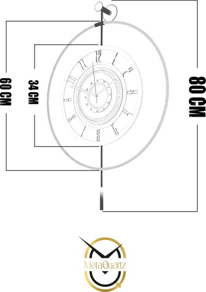 12-24h - Xxl 60x80cm-Timelless Kristal (Pilli) (Quartz ), Metal (Mobilya) Duvar Saati indirimleri
