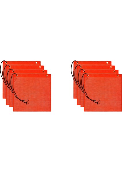 8pcs 18X18 Inç Mesh Güvenlik Bayrağı Turuncu Uyarı Bayrağı Bungee Güvenlik Bayrağı Iyi Görünürlük Hava Durum Tabanlı Bayrak (Yurt Dışından)