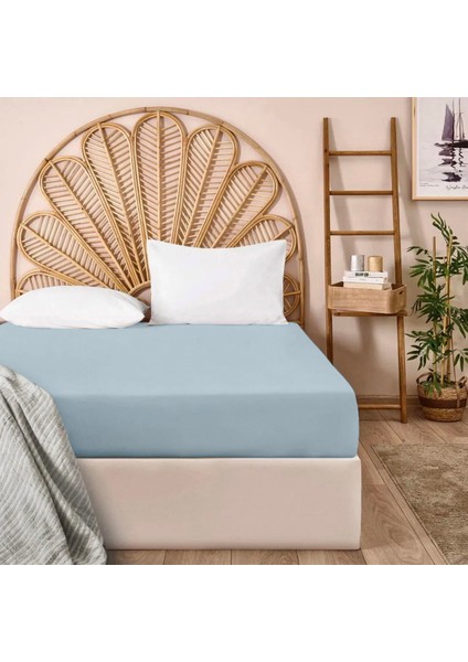 Soft Penye Çift Kişilik Lastikli Çarşaf - Mavi - 160X200 cm