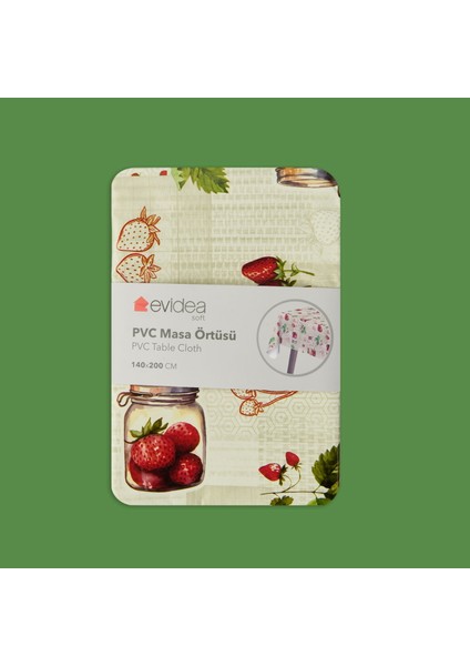 Soft Çilek Pvc Masa Örtüsü - Bej - 140X200 cm