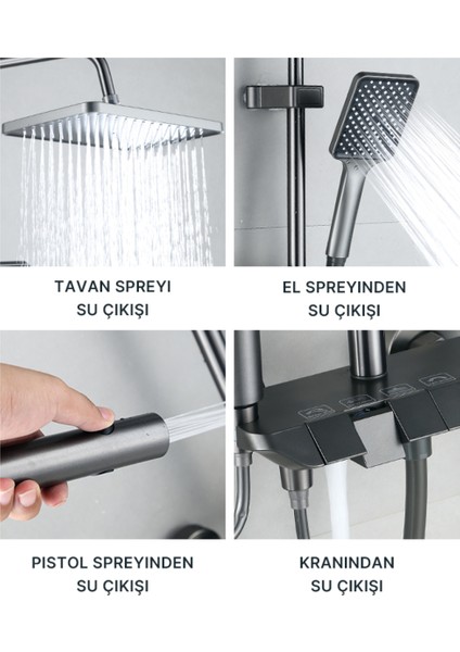 Piano 5 Fonksiyonlu Kendinden Banyo Bataryalı Dijital Akıllı Robot Duş Seti Tepe Duş Seti fiyatları