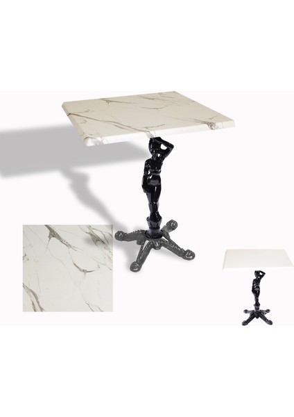 Çipa 1003 Döküm Ayak Kare Masa 60X60 cm - (Werzalit, Wermodin ve Allzalit Tabla) - Afyon Mermer