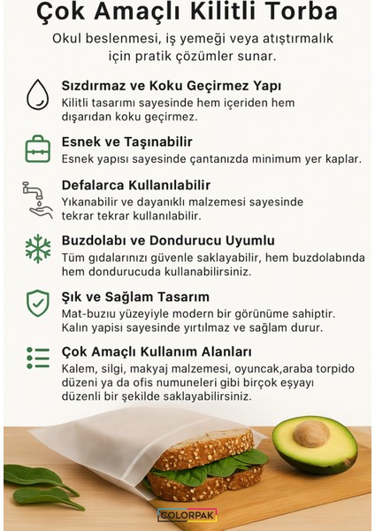 Çok Amaçlı Kilitli Torba 23X31 cm Kilitli Kalın Buzdolabı Poşeti Sandviç Beslenme Torbası fiyatları