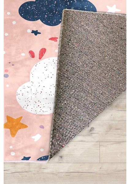 Renkli Hayaller Gökkuşağı Bulut Bambu Çocuk Odası Halısı