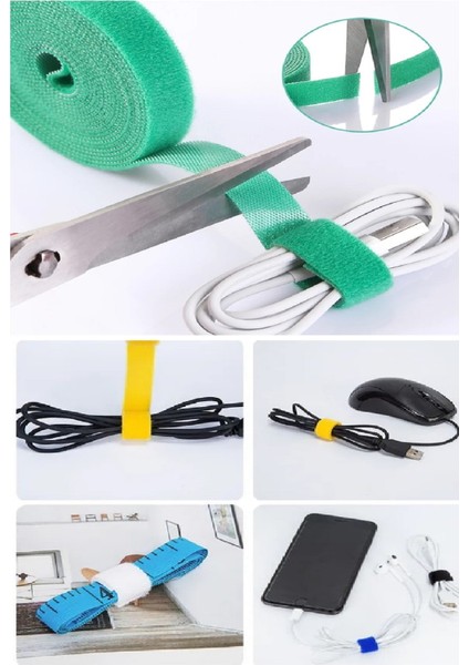 1cm x 5m Cırtlı Kesilebilir Kablo Tutucu + 20 Adet Kablo Sabitleyici Klipsler - 2li Set HWE8PZ modelleri