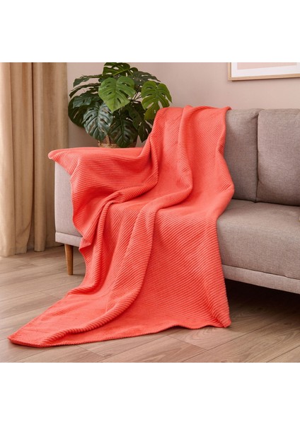 Soft Moza Pamuklu Tv Battaniyesi - Yavruağzı - 130X170 cm