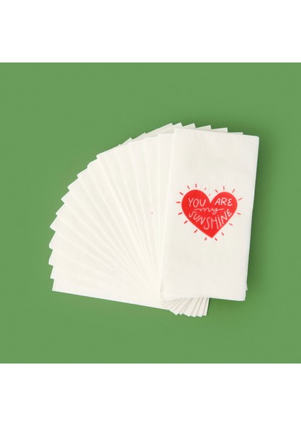 Kitchen 20'li Sushine Kalp Desen Peçete - Kırmızı / Beyaz - 16X8 cm fiyatları