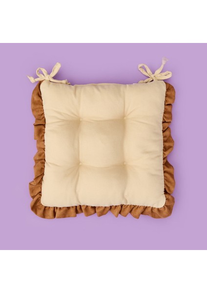 Soft Nora Sandalye Minderi - Bej / Kahverengi - 40X40 cm