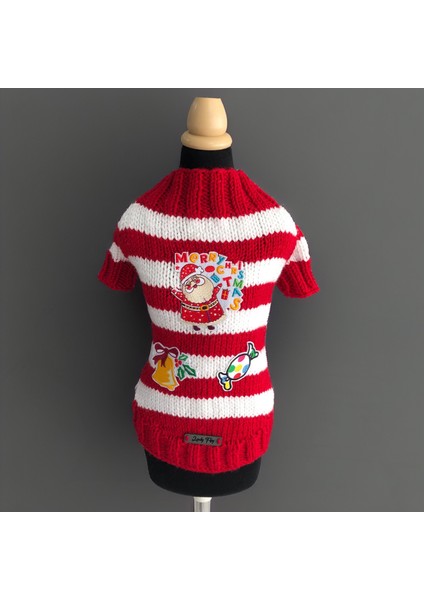 Kedi ve Köpek Için Kırmızı Beyaz Çizgili Yeni Yıl / Noel Kazağı fiyatları