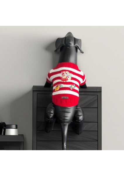 Kedi ve Köpek Için Kırmızı Beyaz Çizgili Yeni Yıl / Noel Kazağı indirimleri