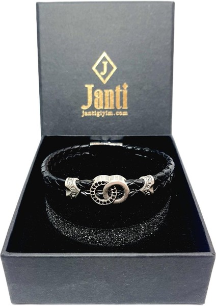 JTAW25BLK1638 Hakiki Deri Mıknatıs Kapama Alaşımlı Metal Garantili Hediye Kutulu Janti Bileklik