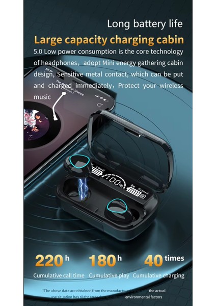 M10 Kablosuz Kulaklık – Bluetooth 5.3 + Dijital Şarj Kutusu + Ultra Bas Ses, Anc Mikrofonlu ,gürültü Engelleme