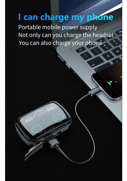 M10 Kablosuz Kulaklık – Bluetooth 5.3 + Dijital Şarj Kutusu + Ultra Bas Ses, Anc Mikrofonlu ,gürültü Engelleme