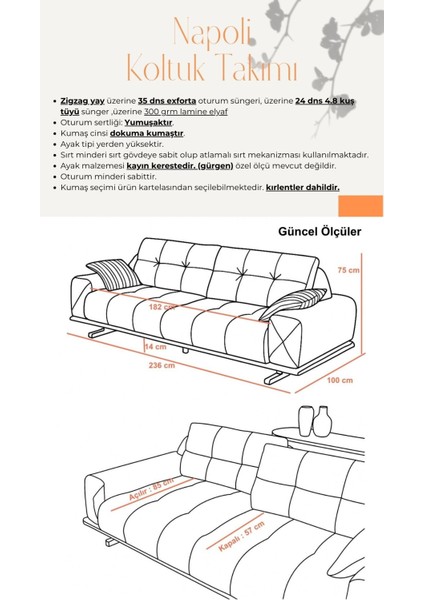 Napoli Koltuk Takımı 3+3+1