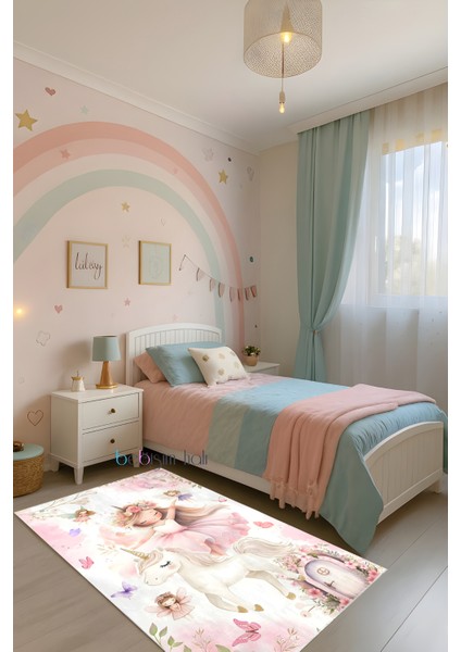 Peri Kız Unicorn Masalı Bambu Çocuk Odası Halısı